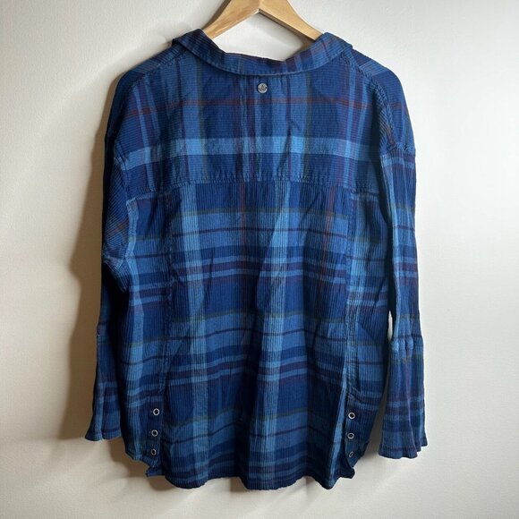 Prana Navy and Red Plaid Button Down Shirt - Picture 7 of 11